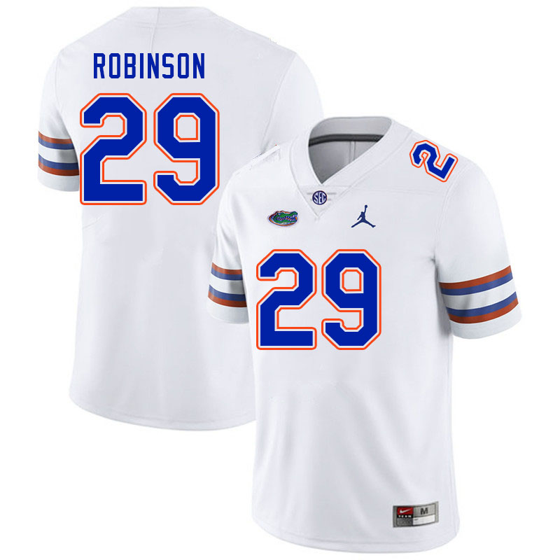 Men #29 Jaden Robinson Florida Gators College Football Jerseys Stitched-White